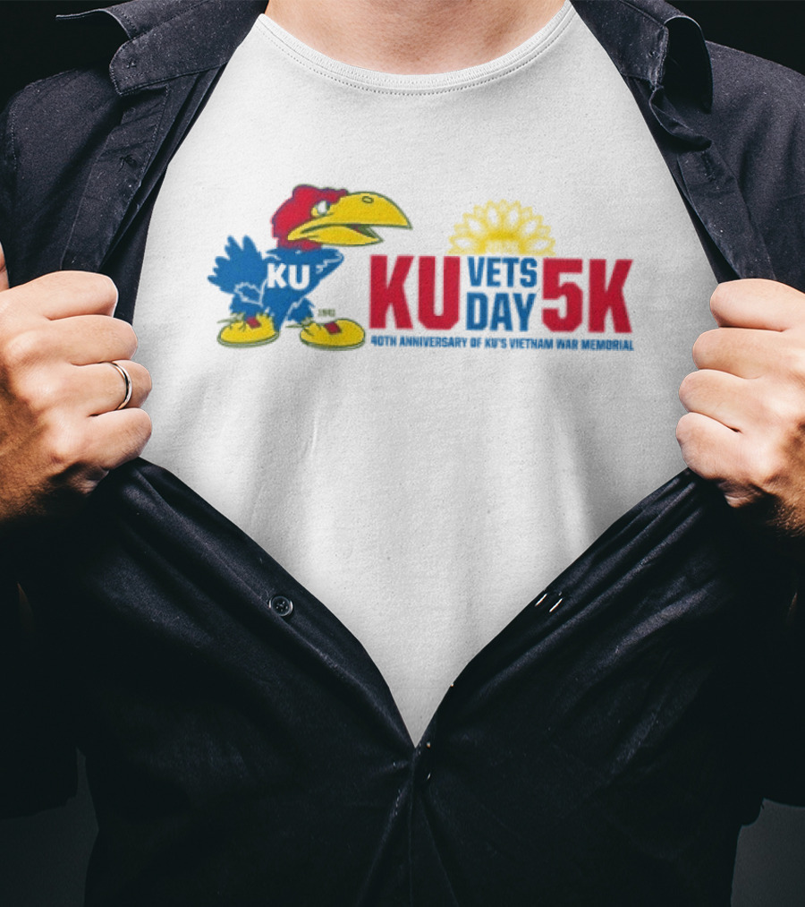 KU Vets Day 5K 40th Anniversary Of KU Vietnam War Memorial With Jayhawk Kansas T-Shirt