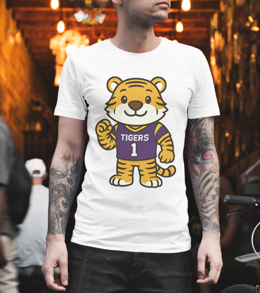 LSU Tigers Mike The Tiger Chibi Cartoon Louisiana Football Team T-Shirt