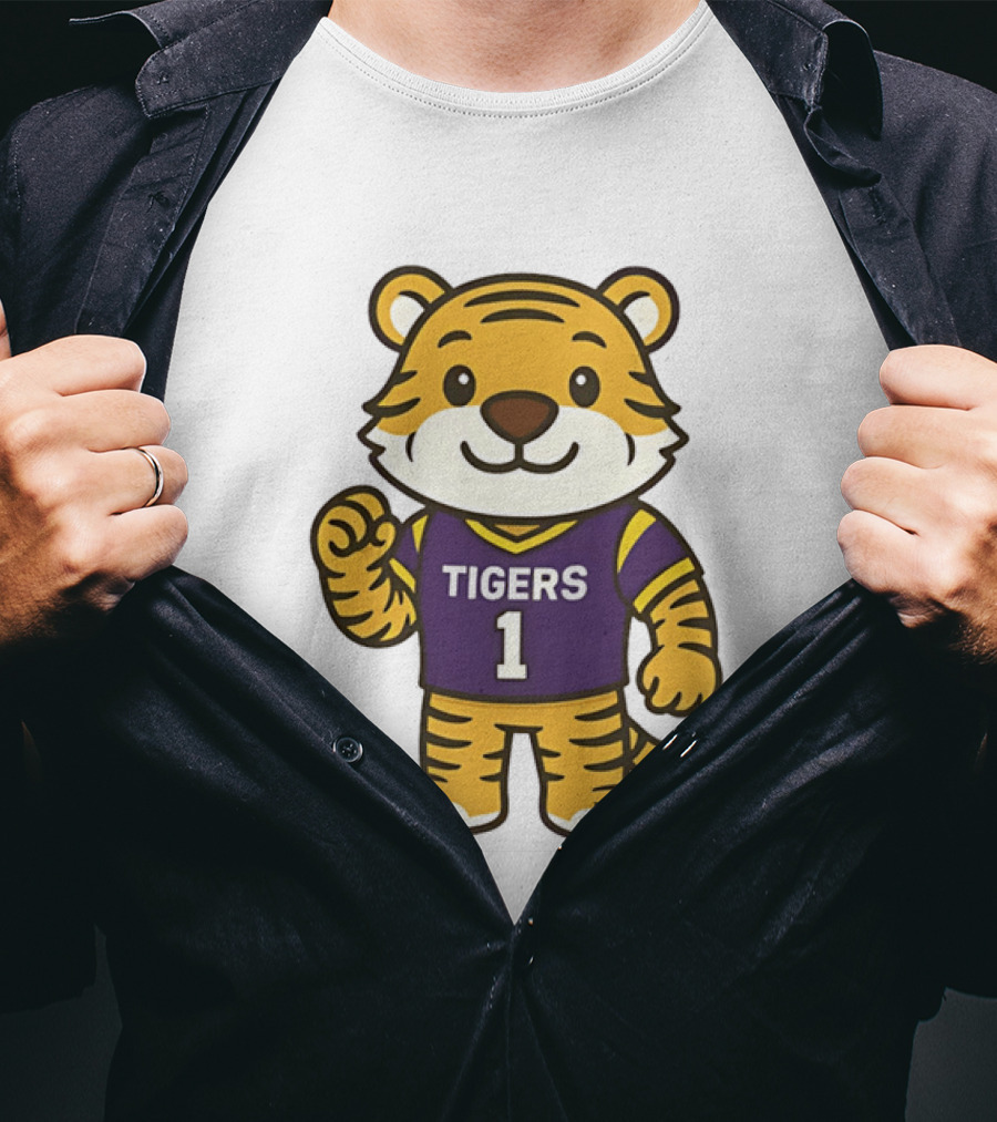 LSU Tigers Mike The Tiger Chibi Cartoon Louisiana Football Team T-Shirt