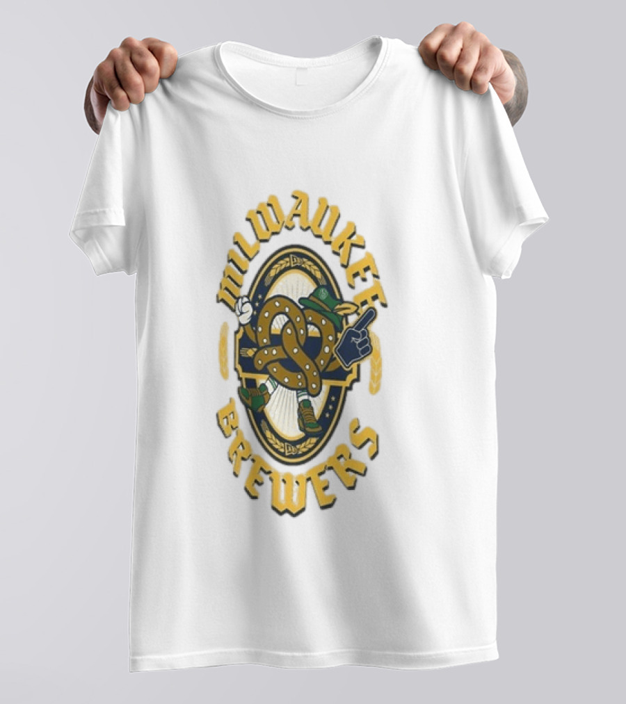 Milwaukee Brewers Oktoberfest Pretzel Character Baseball T-Shirt