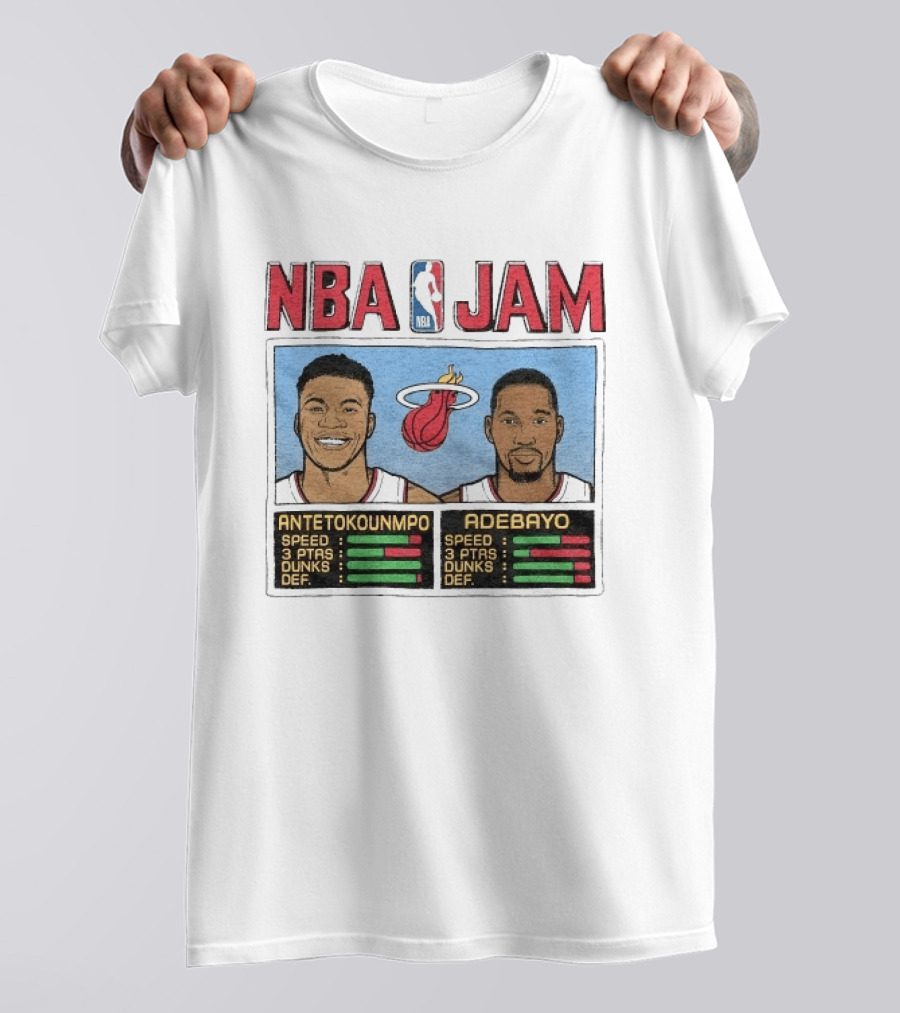 NBA Jam Miami Heat Antetokounmpo Adebayo Speed Dunks DEF T-Shirt
