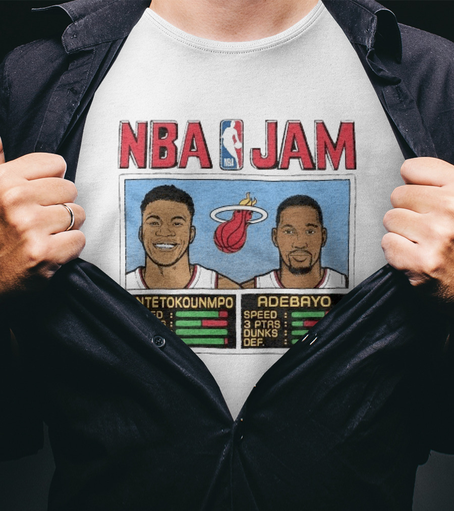 NBA Jam Miami Heat Antetokounmpo Adebayo Speed Dunks DEF T-Shirt