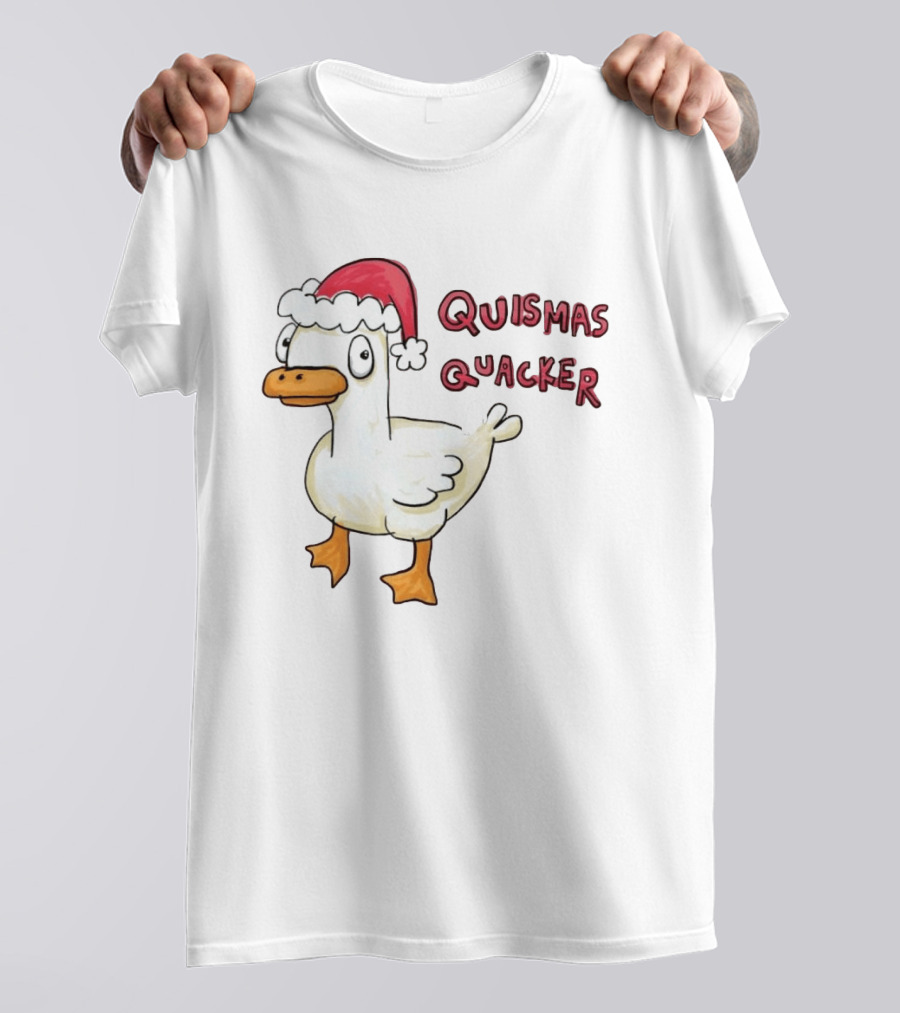 Quismas Quacker Christmas Duck Santa Hat Holiday Quack T-Shirt