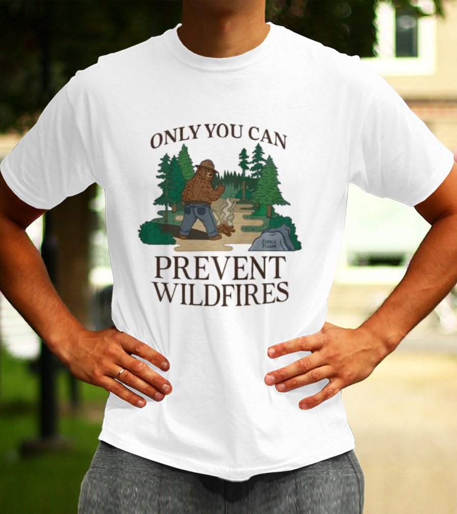 Smokey Bear Only You Can Prevent Wildfires Scenic Forest Scene T-Shirt