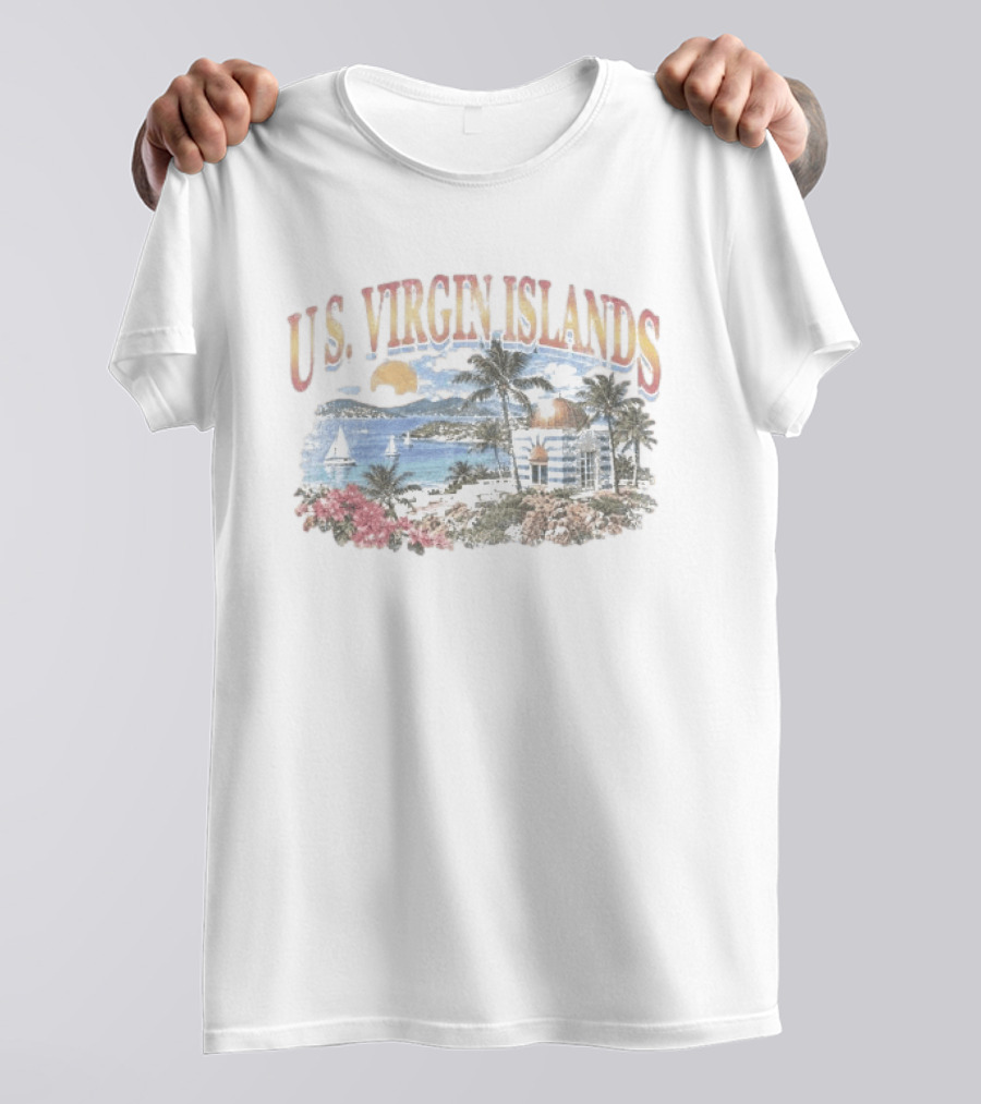 U.S. Virgin Islands Sailing Beach Palms Scenic Souvenir T-Shirt