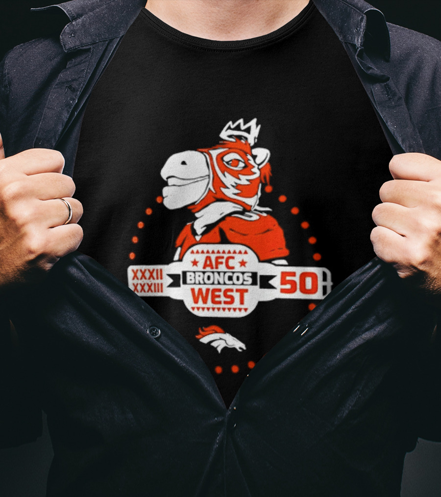 Broncos AFC West 50 Years XXXII XXXIII Celebration T-Shirt
