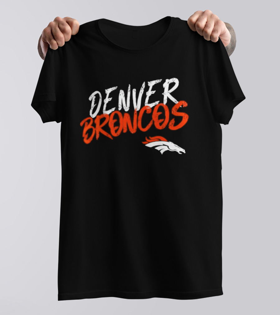 Denver Broncos Team Spirit Bold Brush Script With Iconic Horse T-Shirt