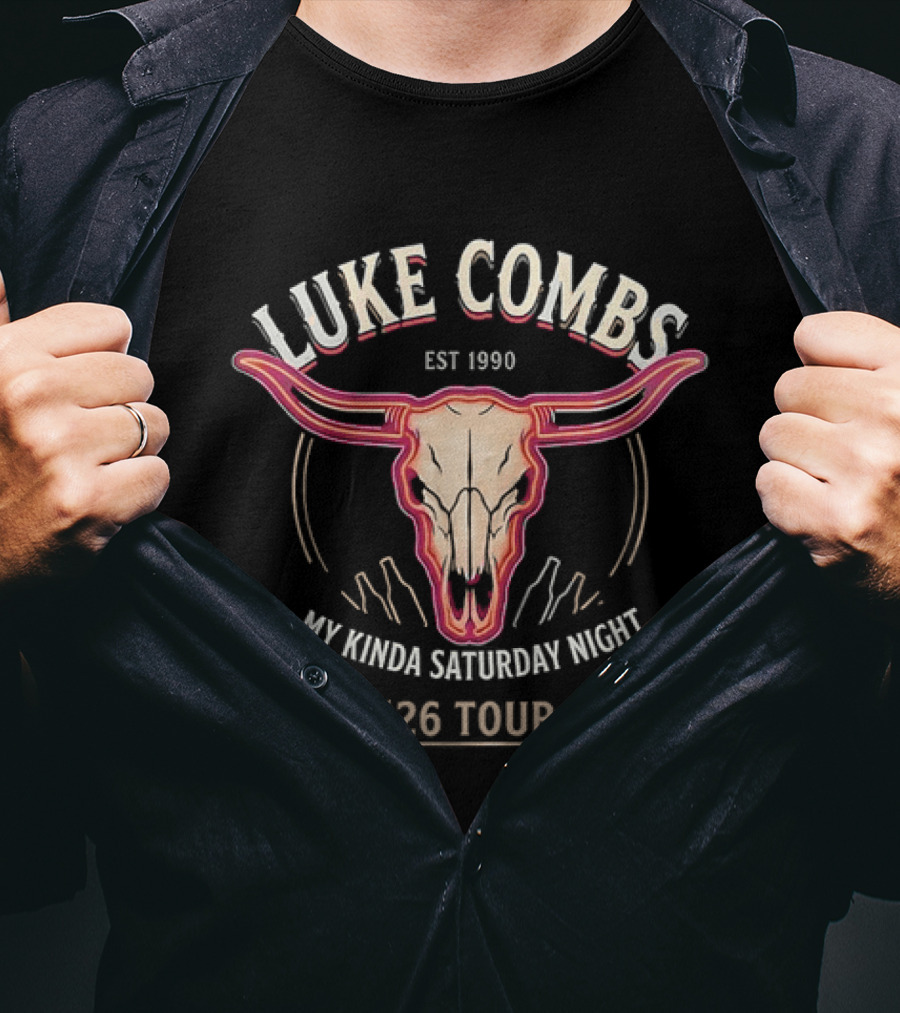 Luke Combs Est 1990 My Kinda Saturday Night 26 Tour Longhorn T-Shirt