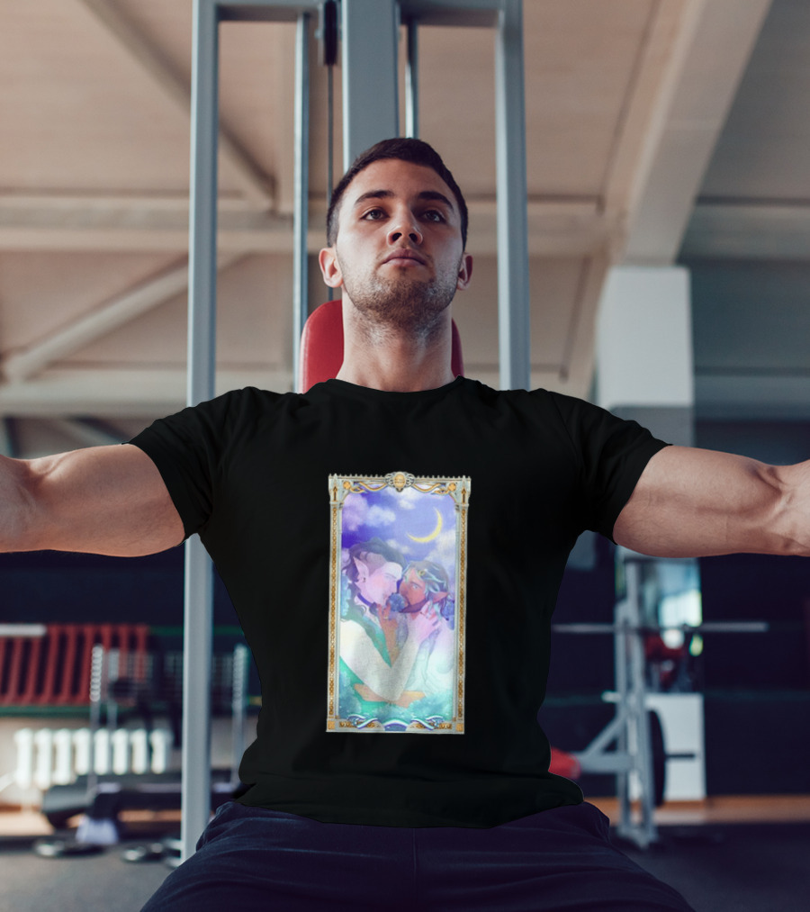 Fantasy Elf Couple 2026 Pride Moon Constellation Floral Romance T-Shirt