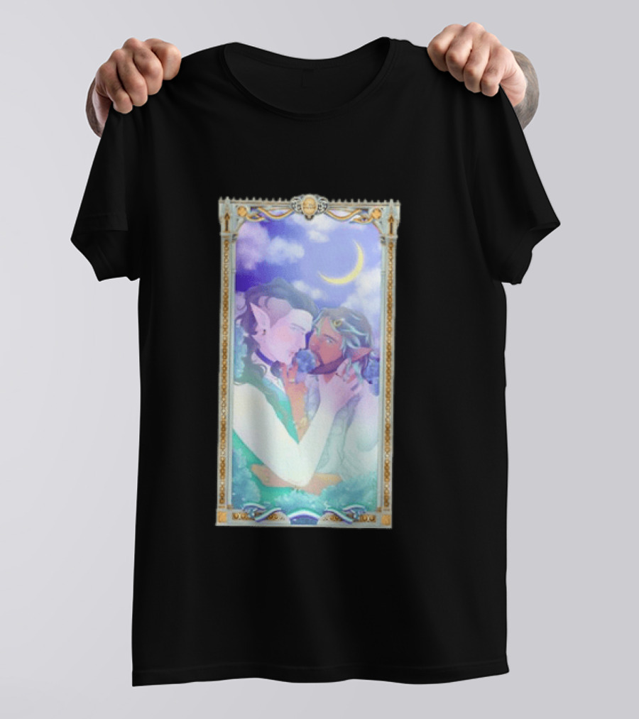 Fantasy Elf Couple 2026 Pride Moon Constellation Floral Romance T-Shirt
