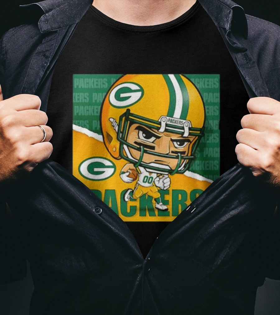 Green Bay Packers Chibi Player Helmet Packers T-Shirt