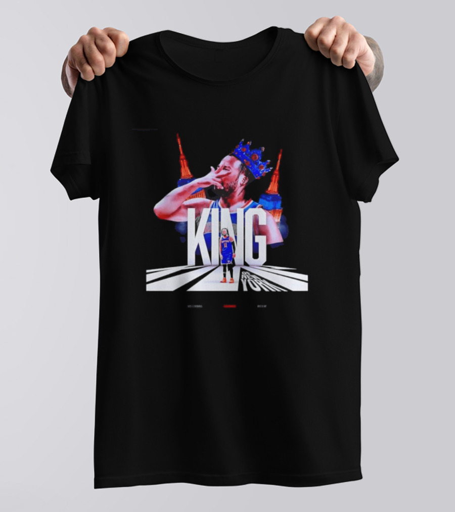 King Of New York Jalen Brunson Crown Basketball Statue Liberty Skyline T-Shirt