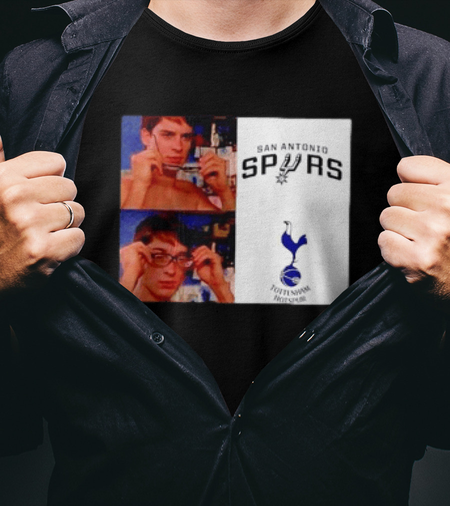 Peter Parker Reading Glasses Meme San Antonio Spurs Tottenham Hotspur T-Shirt
