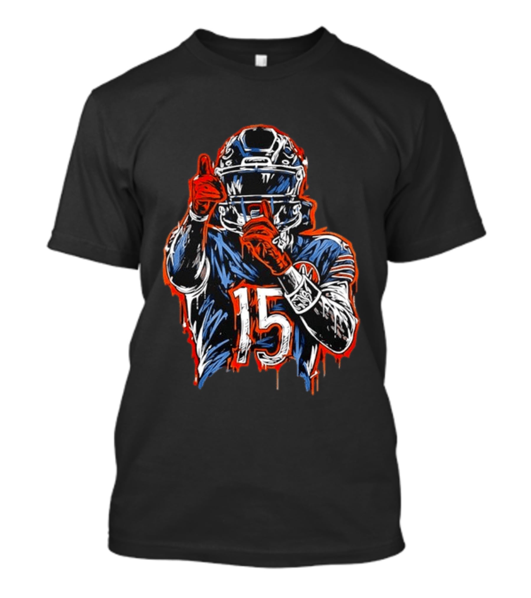 Rome Odunze Chicago Bears Number 15 Football Art Quietly Building T-Shirt