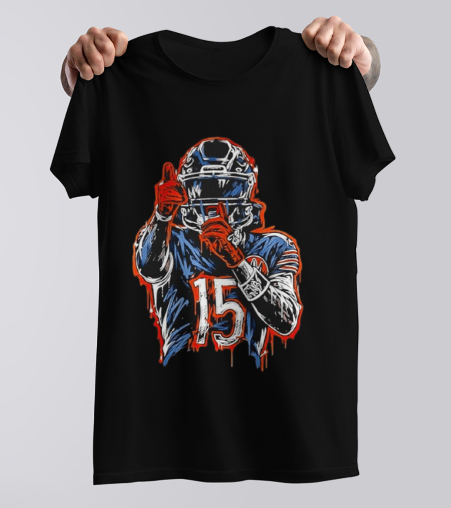Rome Odunze Chicago Bears Number 15 Football Art Quietly Building T-Shirt