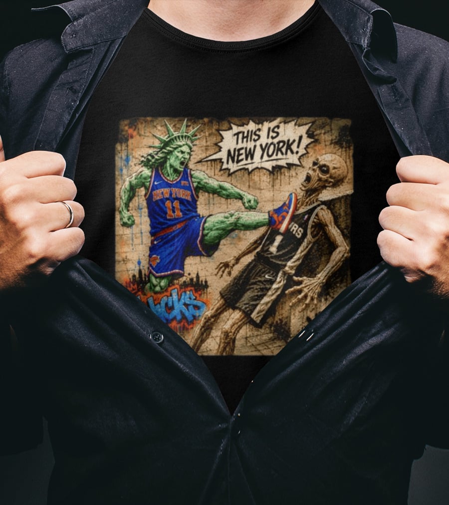 New York Knicks Statue Of Liberty Vs Spurs Basketball NYC This Is New York T-Shirt