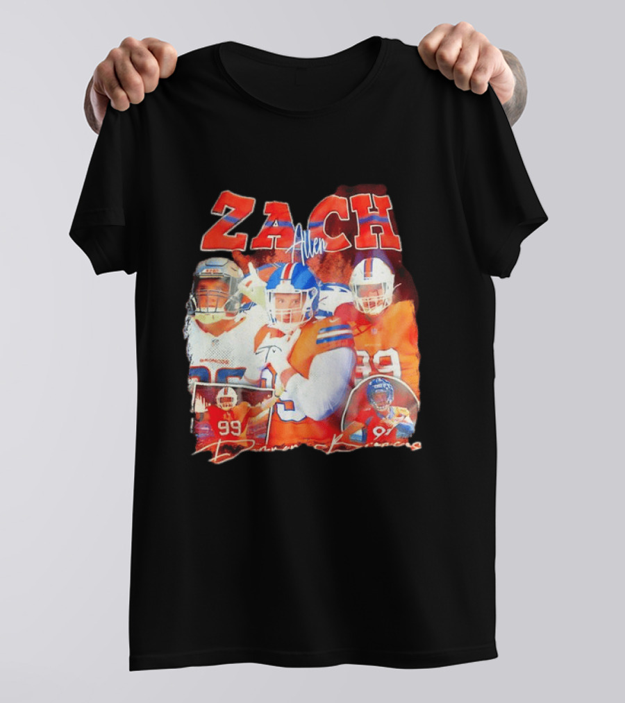 Zach Allen 99 Denver Broncos Football Player Collage T-Shirt