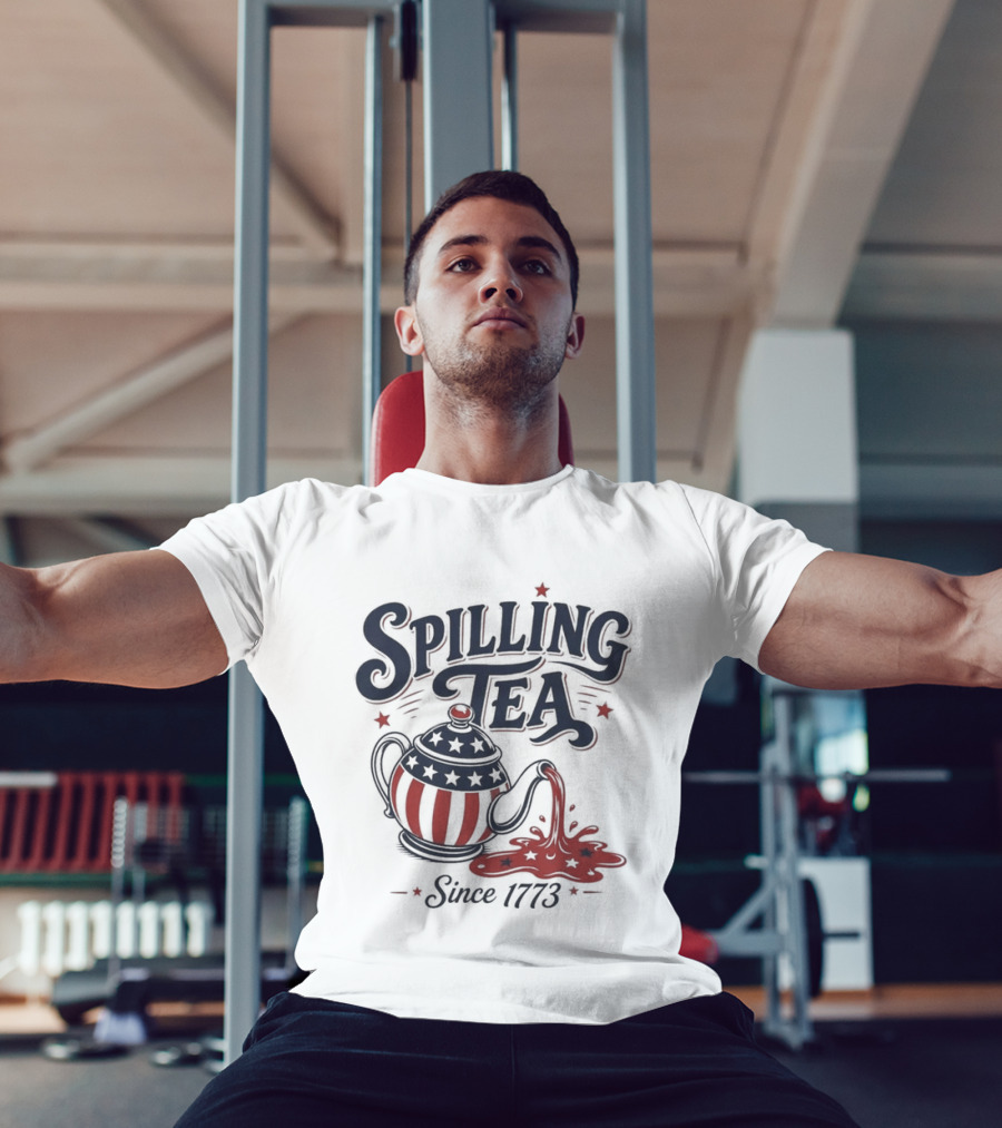 Spilling Tea Since 1773 American Flag Teapot T-Shirt