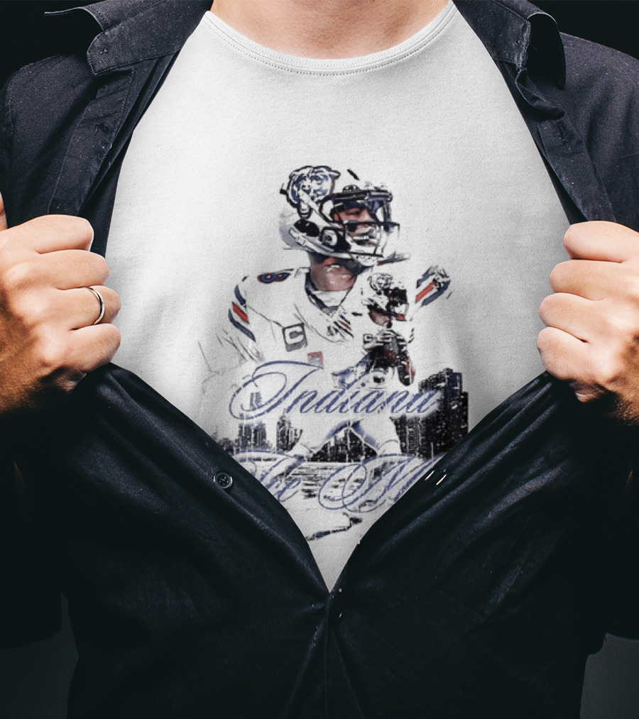 Caleb Williams Chicago Bears Indiana The Man Football Skyline T-Shirt