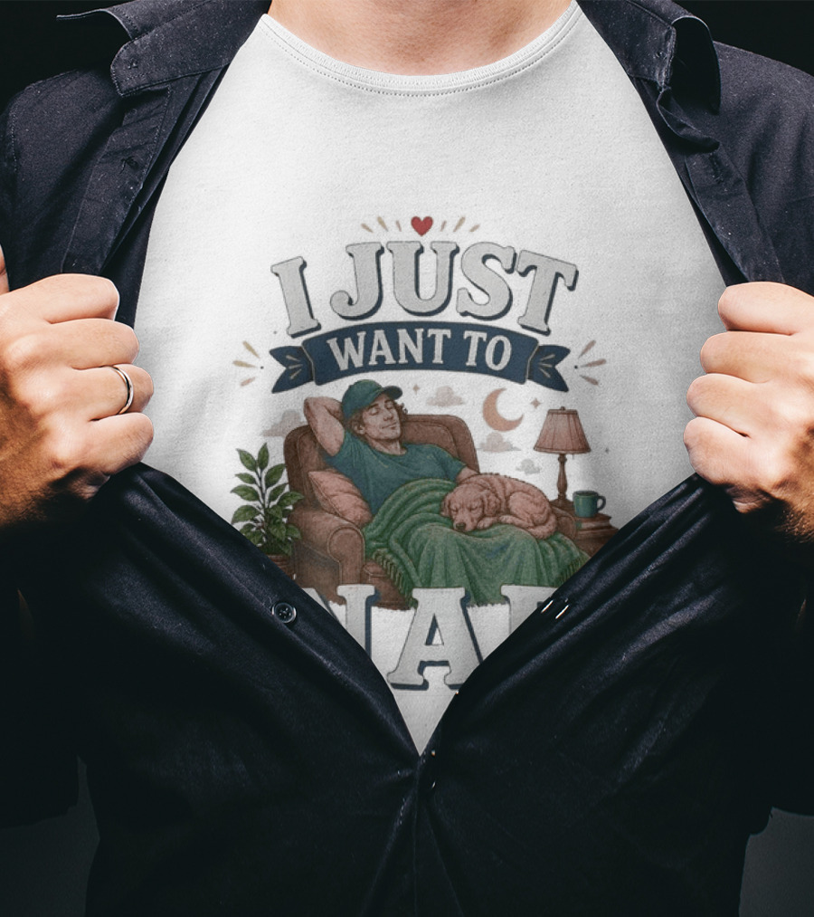 I Just Want To Nap Cozy Scene With Chair And Dog T-Shirt