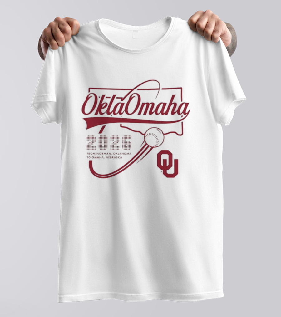 Oklahoma Sooners OklahOmaha 2026 NCAA Journey Norman To Omaha OU T-Shirt