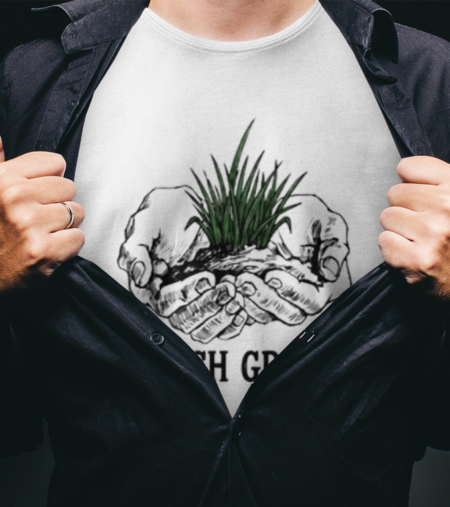Touch Grass Hands Holding Earth And Soil Meme T-Shirt