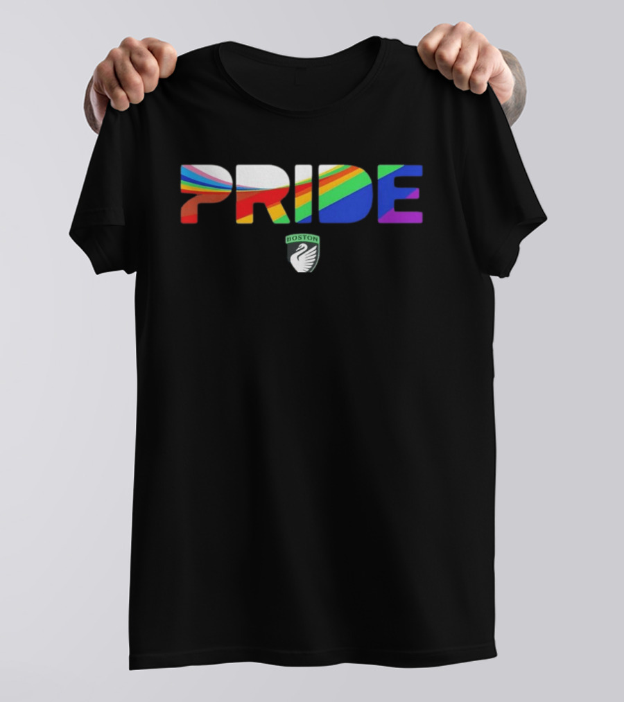 Boston Legacy FC Pride Rainbow Stripes 2026 Swan T-Shirt