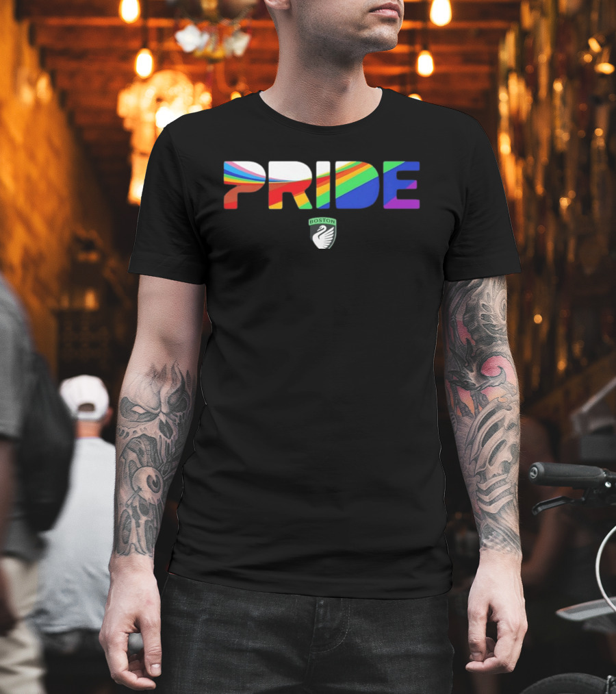Boston Legacy FC Pride Rainbow Stripes 2026 Swan T-Shirt