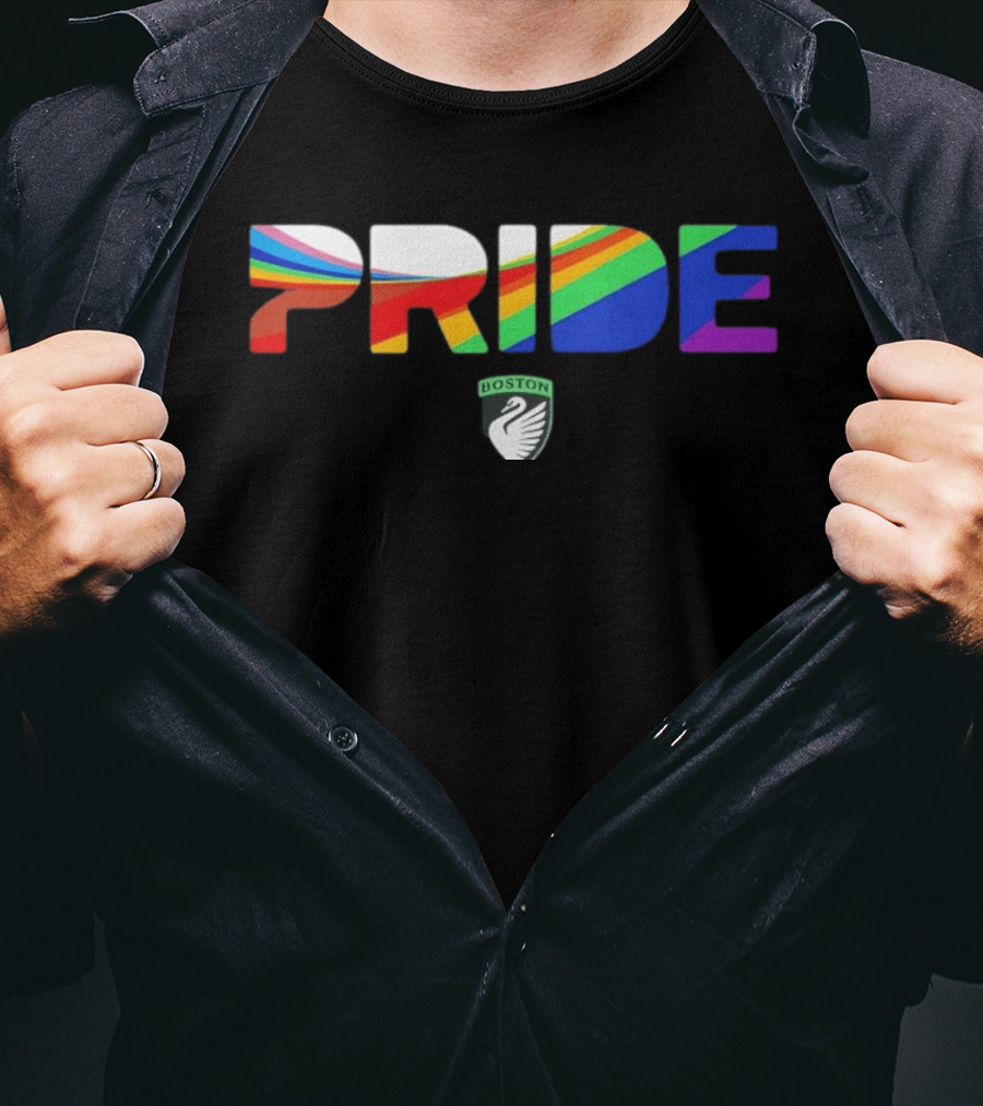 Boston Legacy FC Pride Rainbow Stripes 2026 Swan T-Shirt