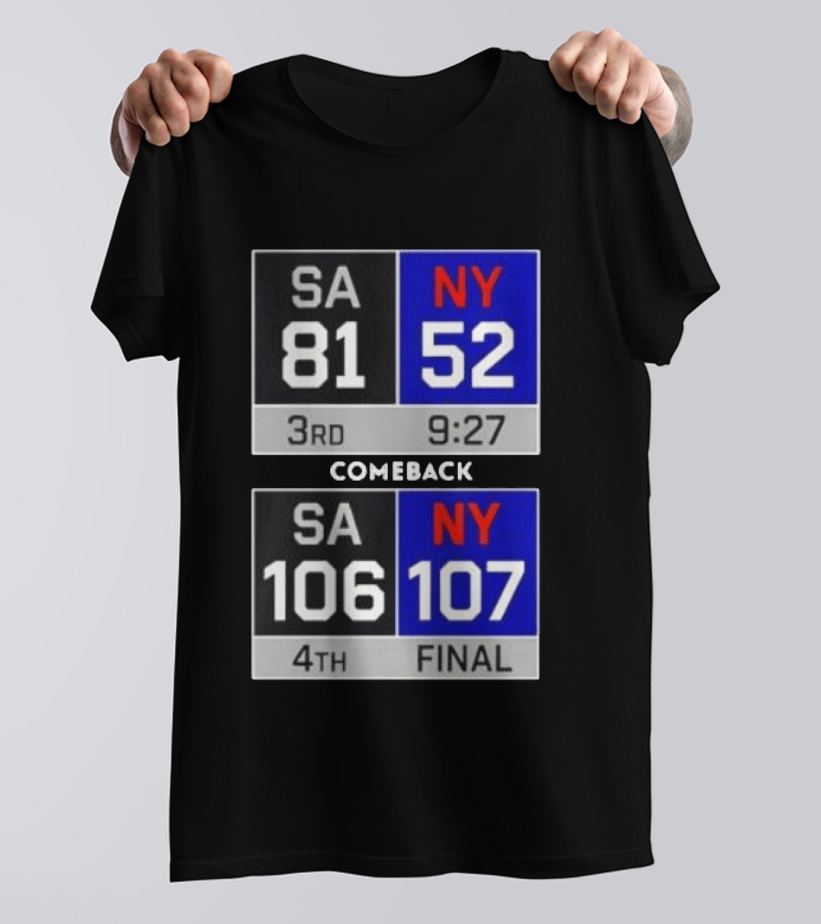 New York Knicks Epic Comeback Victory Against San Antonio Scoreboard Highlights T-Shirt
