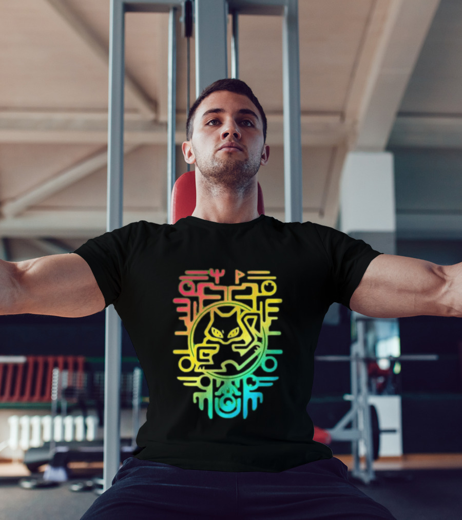 Og Ancient Mew And Mewtwo Pokemon Holographic Hieroglyphic T-Shirt