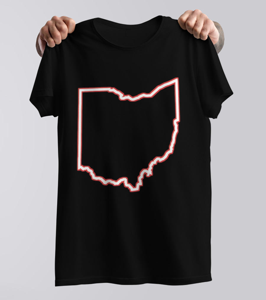 Ohio Outline Simple State Map Red T-Shirt
