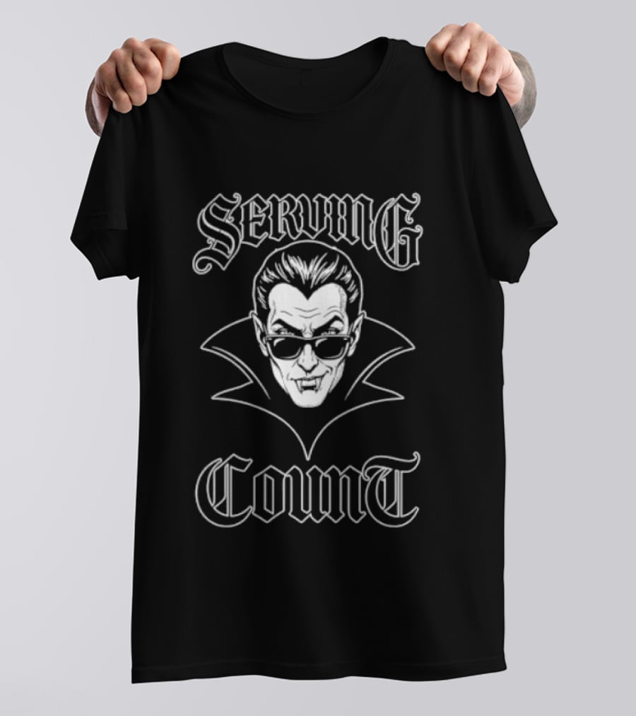 Seving Count Spooky Vampire Gothic Face With Sunglasses T-Shirt