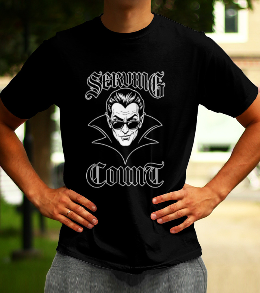 Seving Count Spooky Vampire Gothic Face With Sunglasses T-Shirt