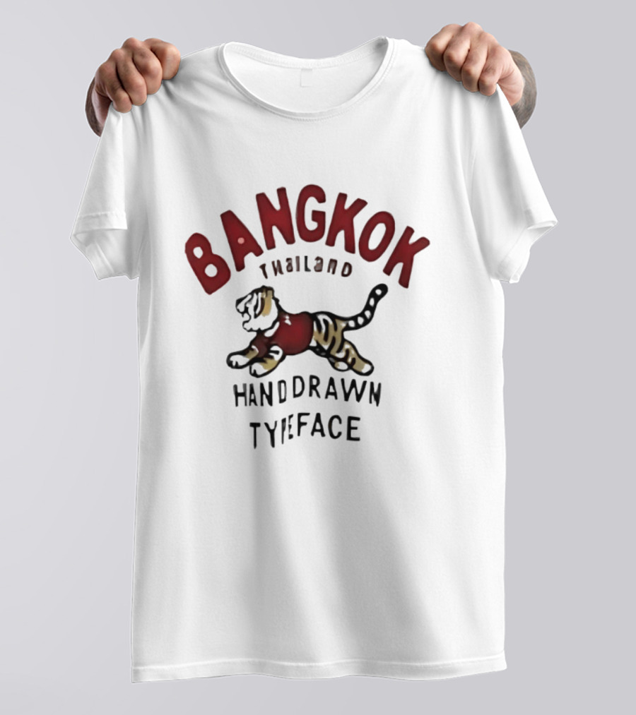 Bangkok Thailand Hand Drawn Typeface Tiger T-Shirt