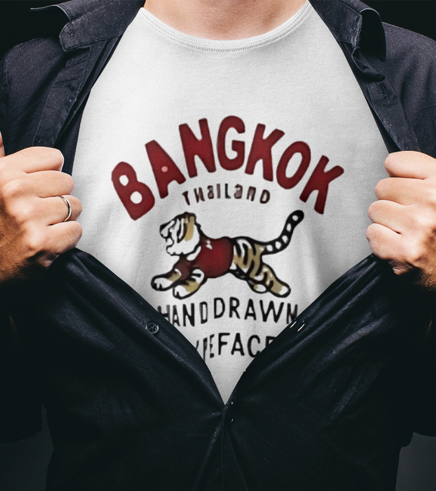 Bangkok Thailand Hand Drawn Typeface Tiger T-Shirt