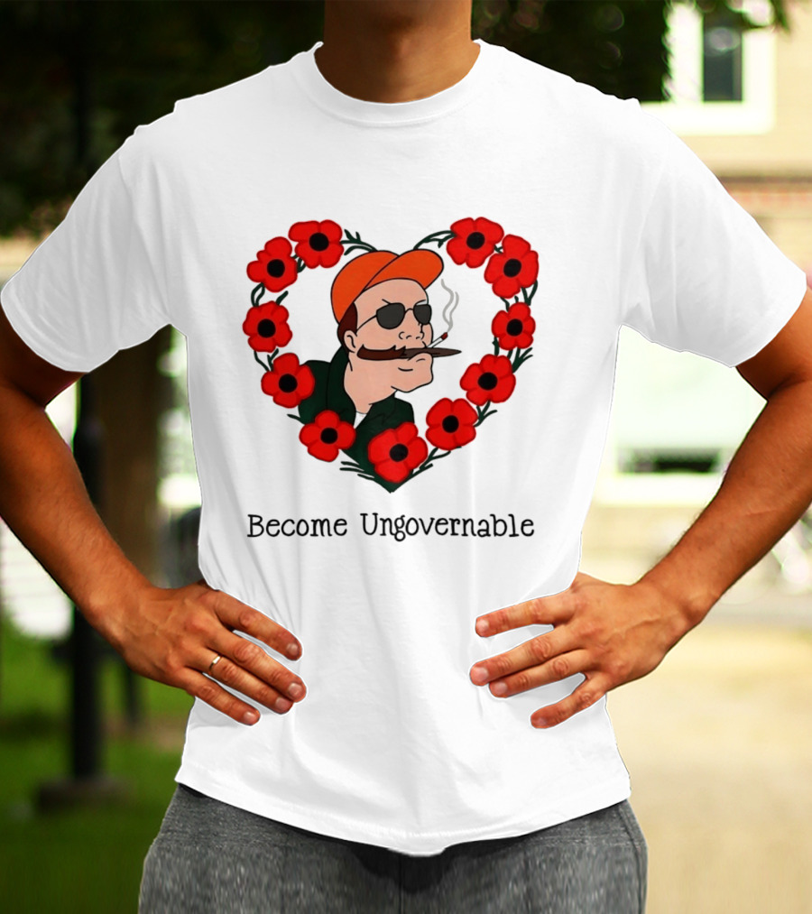 Become Ungovernable Dale Gribble King Of The Hill Red Flower Heart T-Shirt