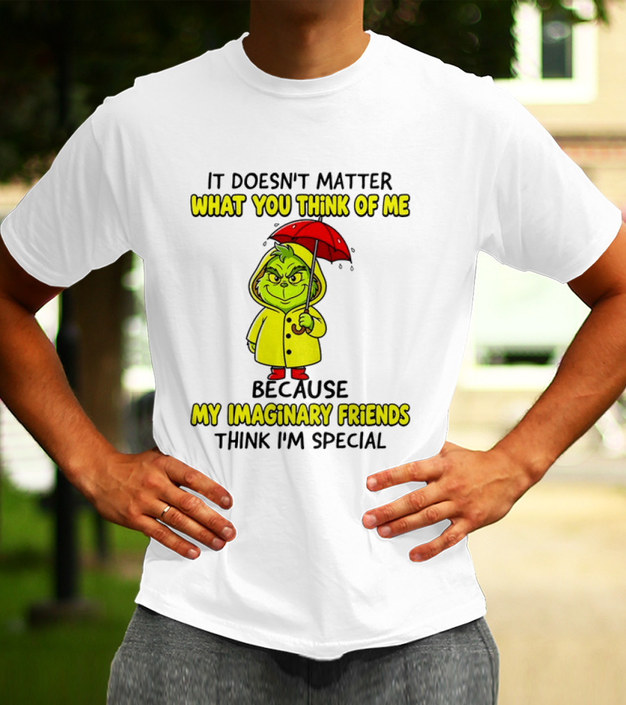 Grinch It Doesn't Matter What You Think Of Me My Imaginary Friends Think I'm Special T-Shirt