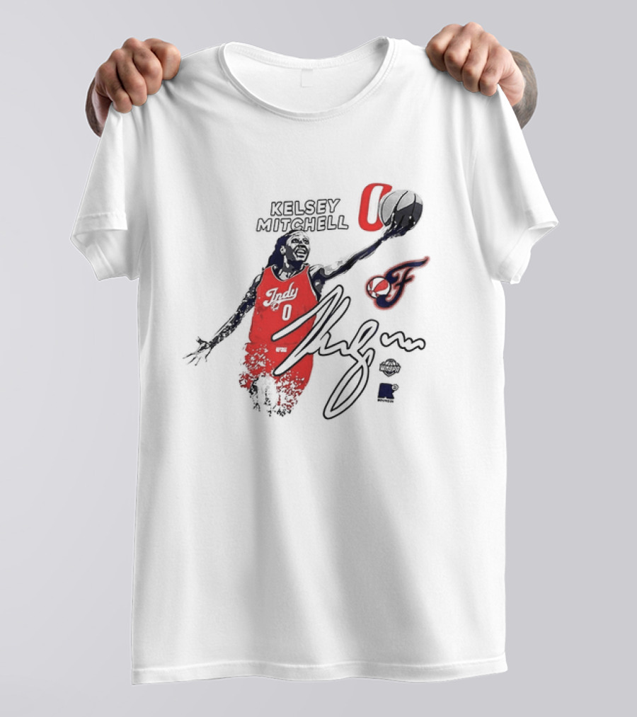 Kelsey Mitchell Indiana Fever WNBPA Round21 Indy 0 Basketball Jersey And Signature T-Shirt