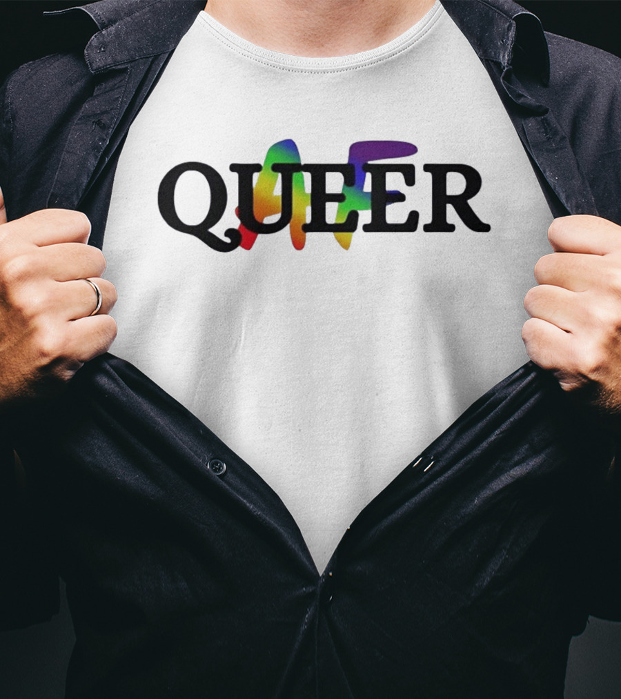 Queer AF Rainbow Pride Celebration Visibility LGBTQ+ T-Shirt
