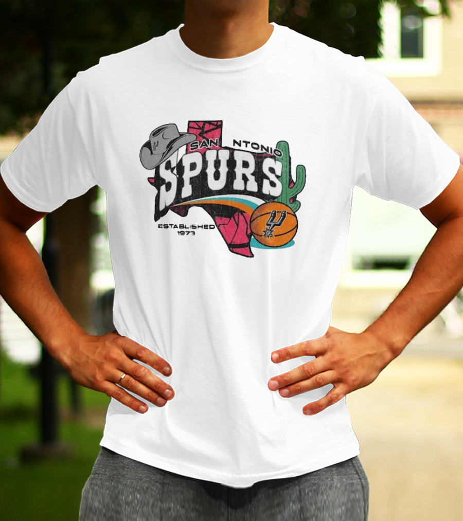San Antonio Spurs Established 1973 Texas Map Basketball Cactus Cowboy Hat T-Shirt