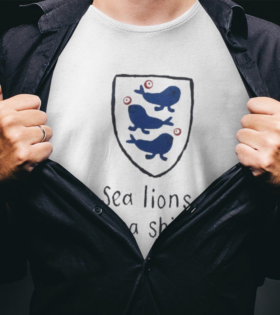 Sea Lions On A Shield Logo England Football Playful T-Shirt