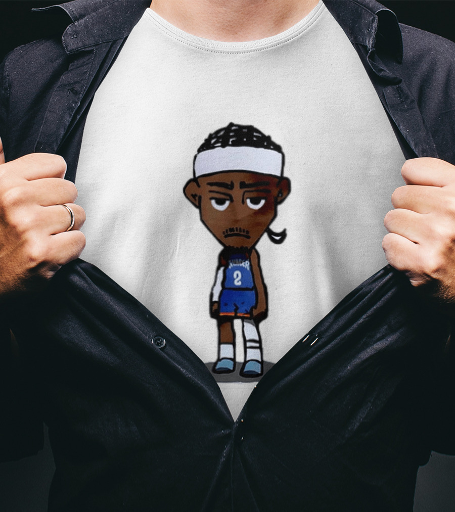 Shai Gilgeous Alexander Sad Cartoon OKC Thunder Basketball Player T-Shirt