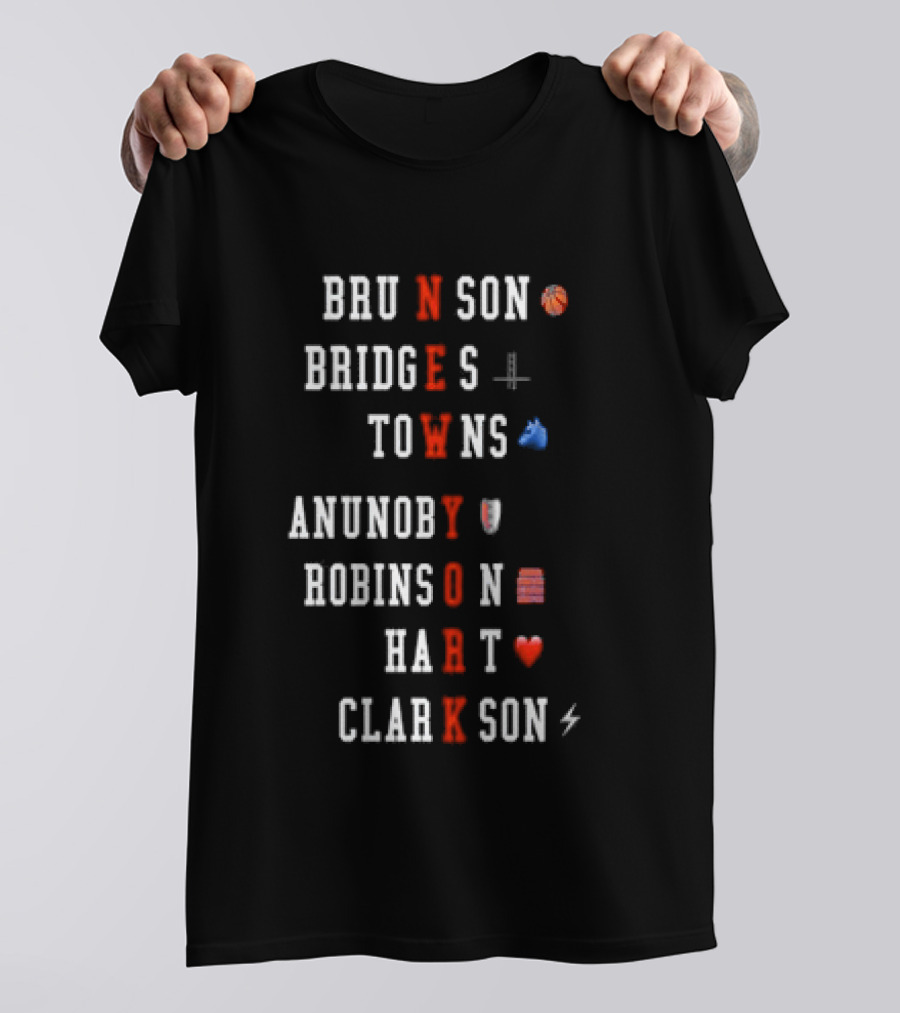 Brunson Bridges Towns Anunoby Robinson Hart Clarkson New York Knicks NBA Basketball T-Shirt