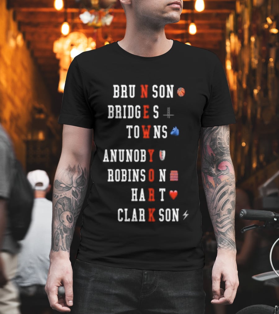 Brunson Bridges Towns Anunoby Robinson Hart Clarkson New York Knicks NBA Basketball T-Shirt