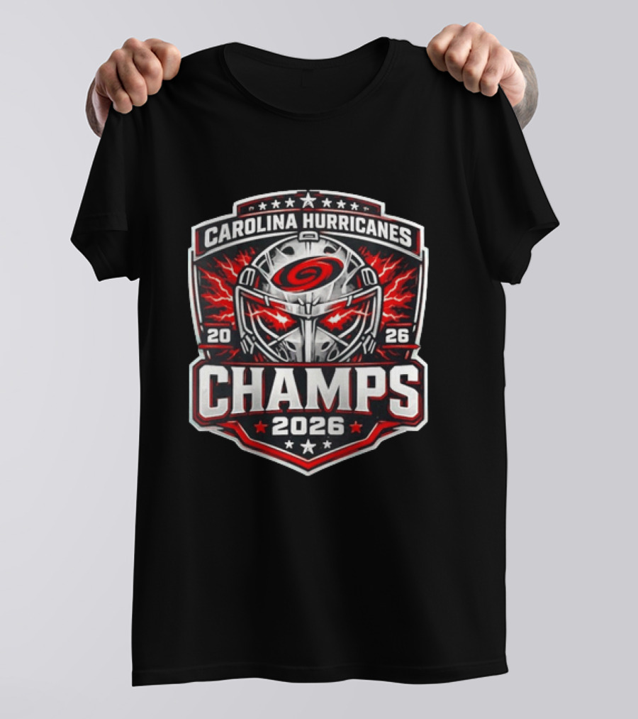 Carolina Hurricanes 2026 Champs Hockey Goalie Helmet T-Shirt
