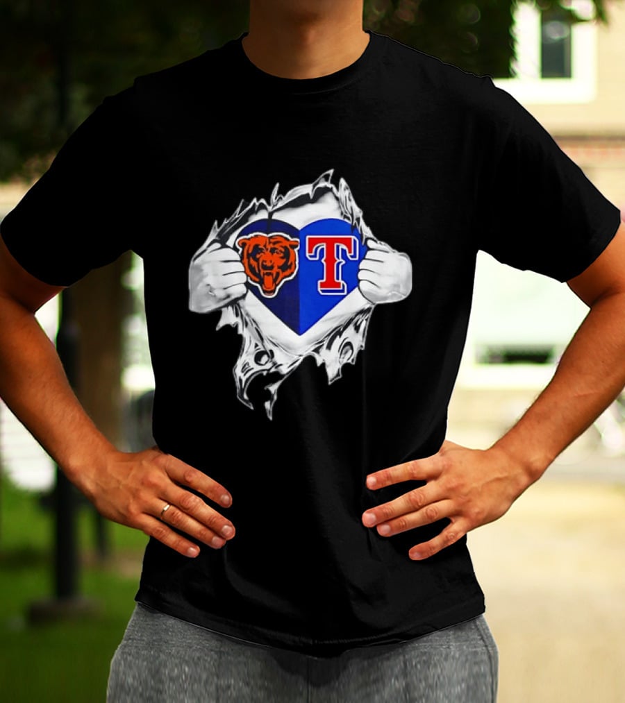 Chicago Bears And Texas Rangers Heart T-Shirt
