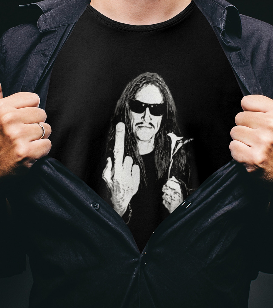 Cliff Burton Middle Finger Black And White Sunglasses Lily Flower T-Shirt