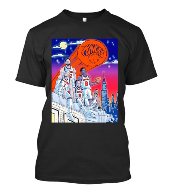 New York Knicks Jalen Brunson Julius Randle Mikal Bridges Basketball City Skyline T-Shirt