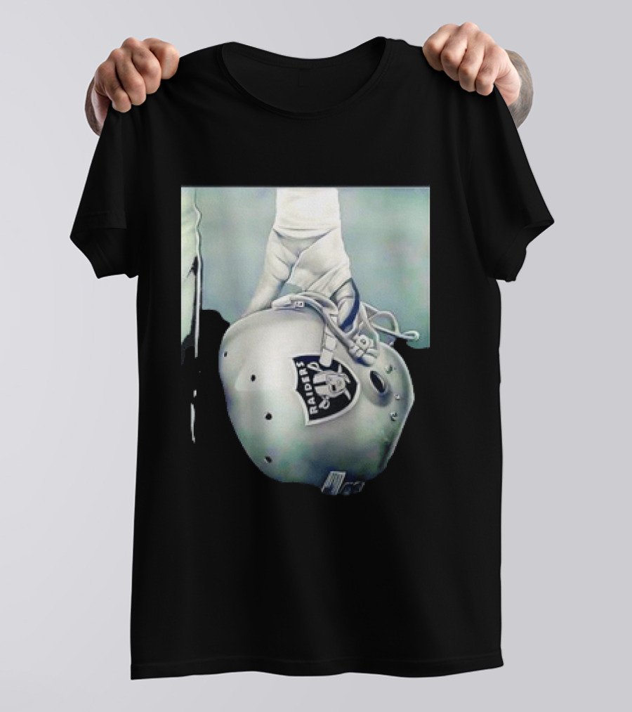 Las Vegas Raiders Football Helmet Hand Wrap Player Representation T-Shirt